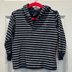 Boys Tommy Hilfiger long-sleeved hooded shirt hooded striped blue size 2T